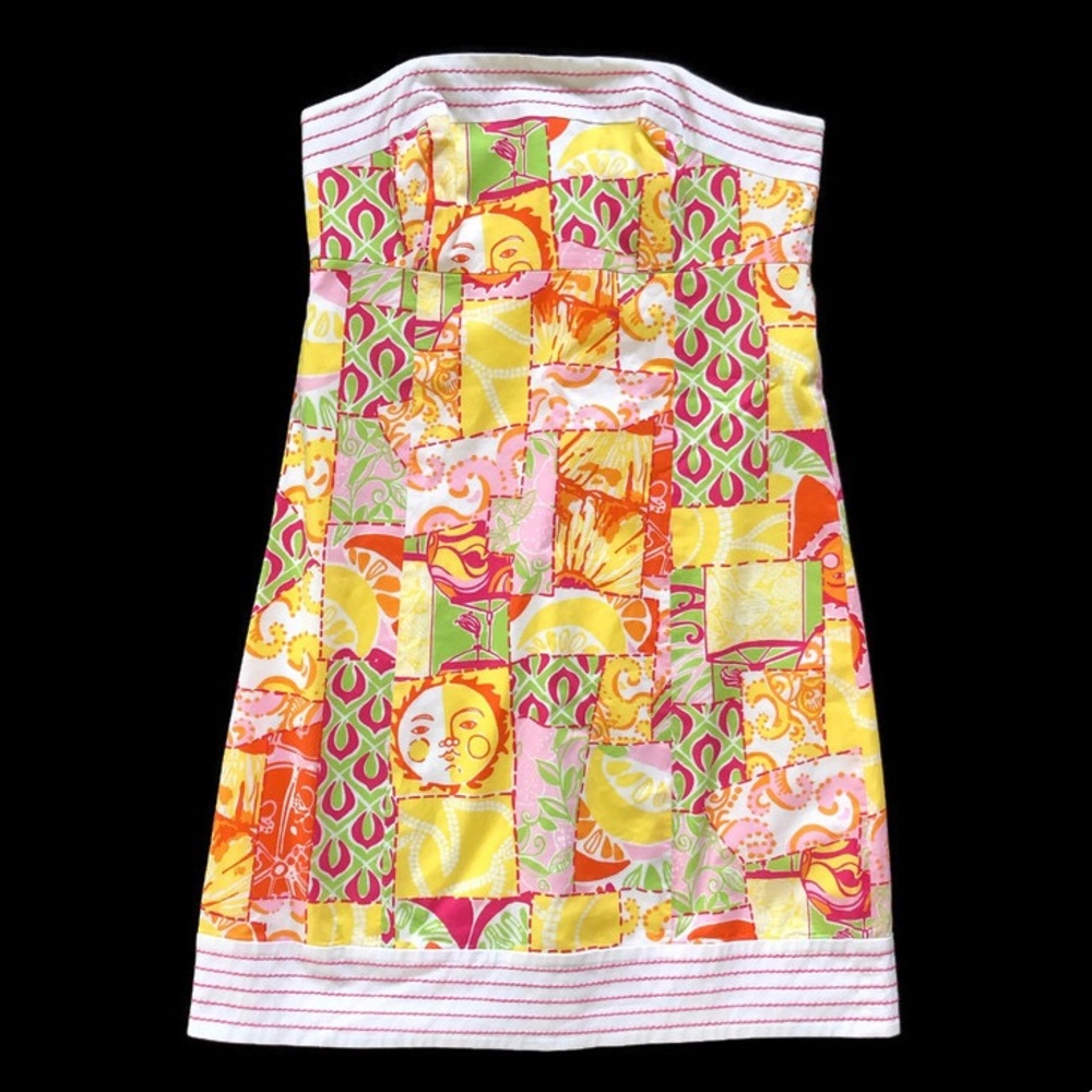 Lilly Pulitzer Tile Sun Yellow Pink Floral Dress
